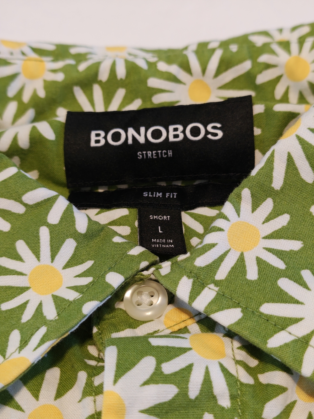 Bonobos Green Daisy Print Button-Up Shirt - L - Picture 2 of 4